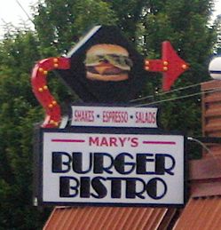 Mary's Burger Bistro sign