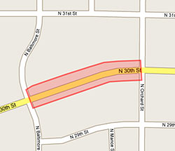 30th Street maintenance area map