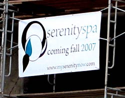 Serenity Spa coming soon sign